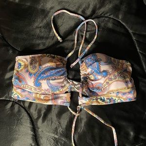 SHEIN Plus Paisley Print Halter Bikini Top